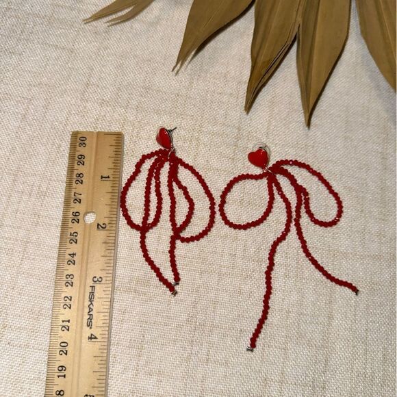 Beaded heart earrings M475 - Picture 5 of 5